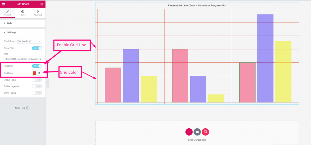Advanced chart widget helps to make different charts and graphs for your workflow.