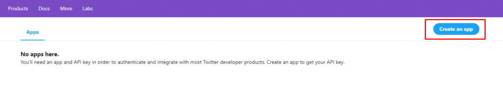 Crea l'applicazione Twitter