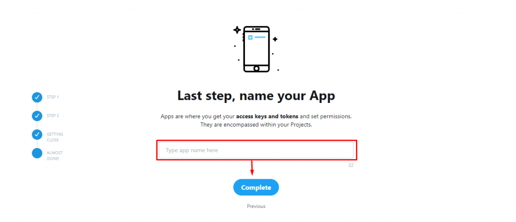 Name Twitter developer app
