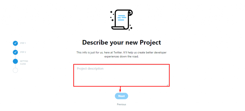 Describe new project - Twitter developer app