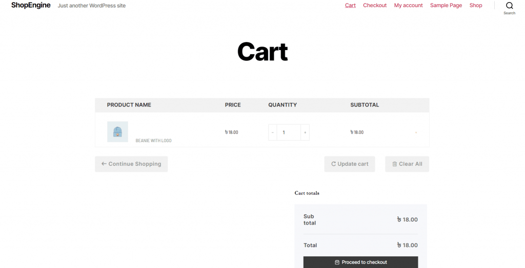 Cart page template shows up on the front end